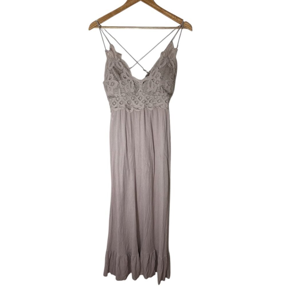 VINE & VALLEY Adella Maxi Slip Dress Size XL Stardust Lace Ruffle Boho Beach - Picture 2 of 11